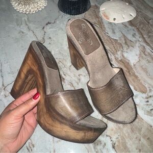 Freebird Brown Leather Heeled Sandals